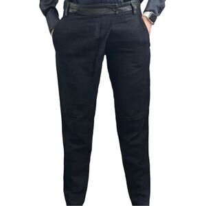 Vtg Damir Doma Pagra Crossover Trousers size FR 36 Navy Textured Leather Trim